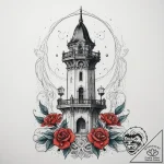 Tattoo sketch tower, concept art for tattoo,… – tattoo sketch (№1757560685_0, 11.09.2025 03:18) — tattoovalue.net