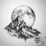 Tattoo sketch mountain with a moon, concept a… – tattoo sketch (№1757560880_0, 11.09.2025 03:21) — tattoovalue.net