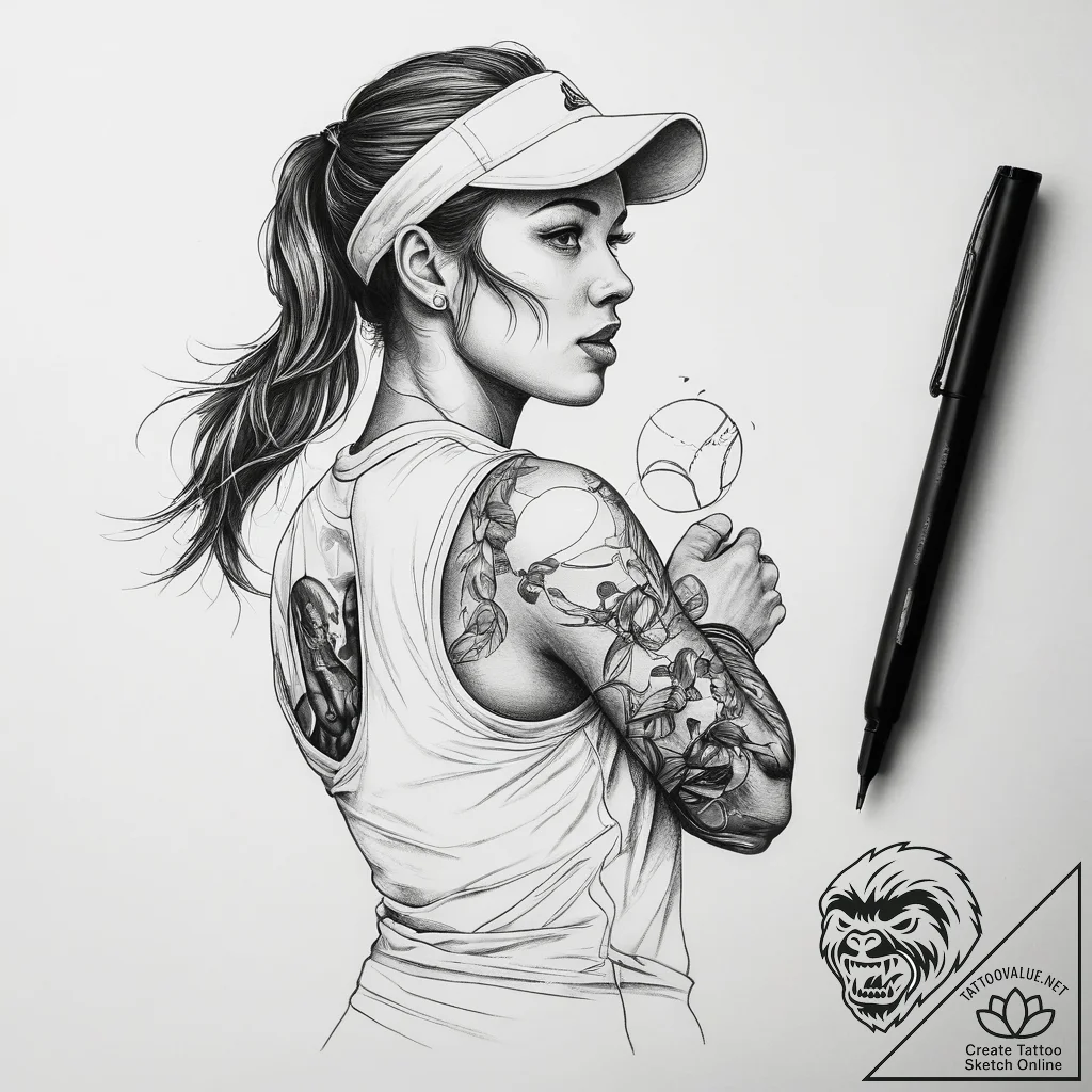 Tattoo sketch tennis player silhouette, tatto... - tattoo sketch (№1757561661_0, 11.09.2025 03:34) — tattoovalue.net