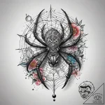 Tattoo sketch a spider with a web, concept ar… – tattoo sketch (№1757563028_0, 11.09.2025 03:57) — tattoovalue.net
