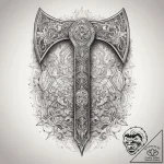 Tattoo sketch viking axe with runes, ink illu… – tattoo sketch (№1757563419_0, 11.09.2025 04:03) — tattoovalue.net