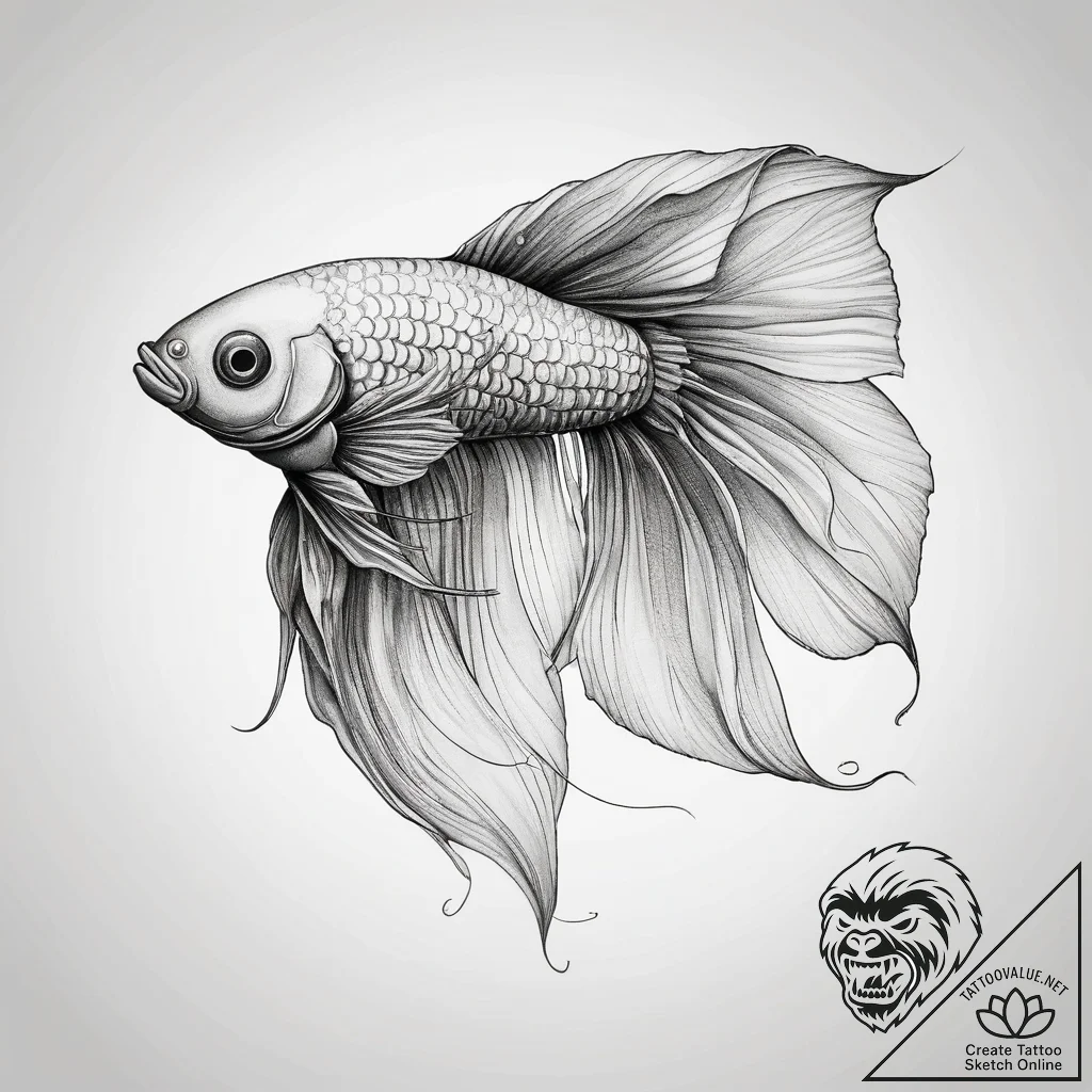 Tattoo sketch betta fish, concept art for tat... - tattoo sketch (№1757563615_0, 11.09.2025 04:06) — tattoovalue.net