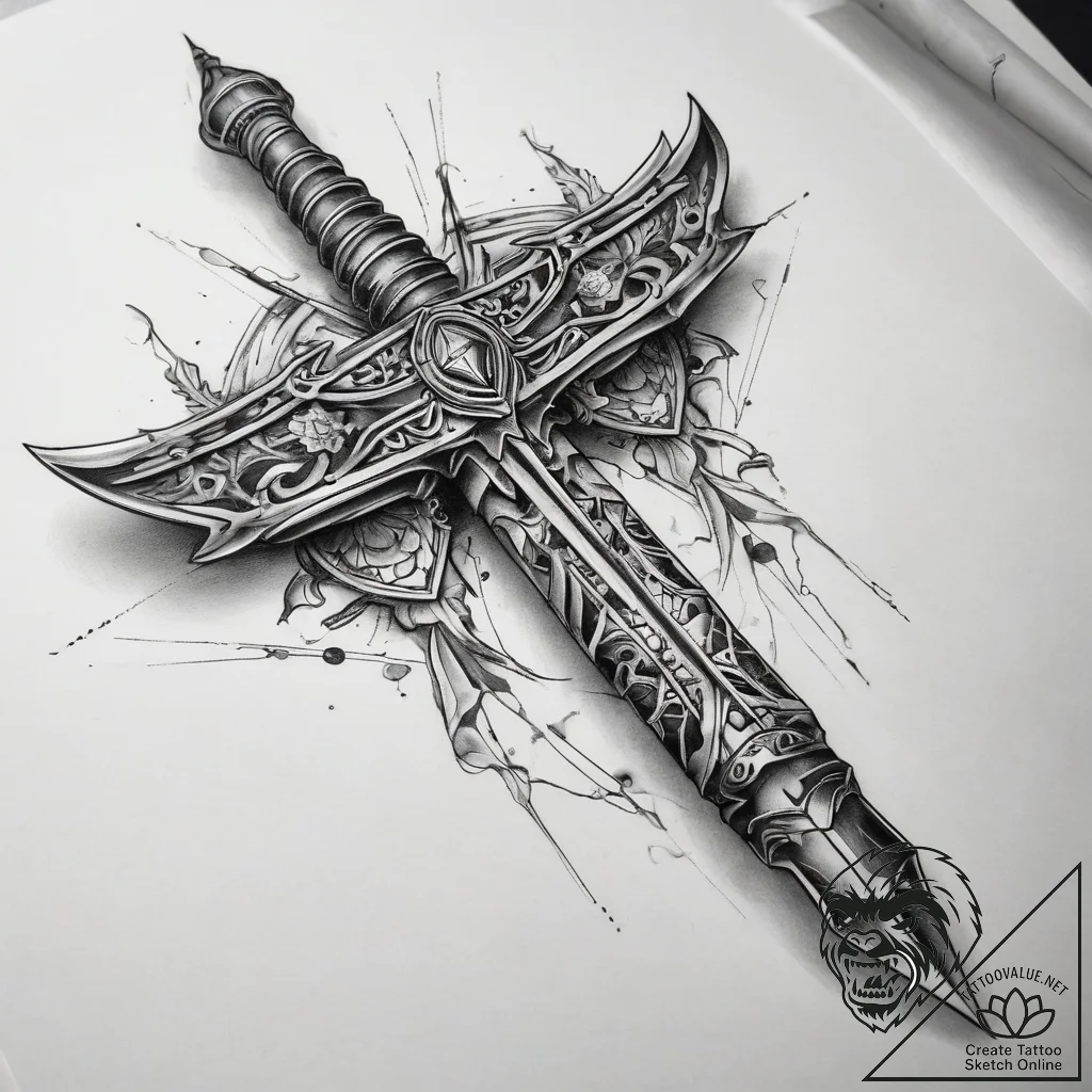 Tattoo sketch weapon, artistic tattoo sketch,... - tattoo sketch (№1757563810_0, 11.09.2025 04:10) — tattoovalue.net