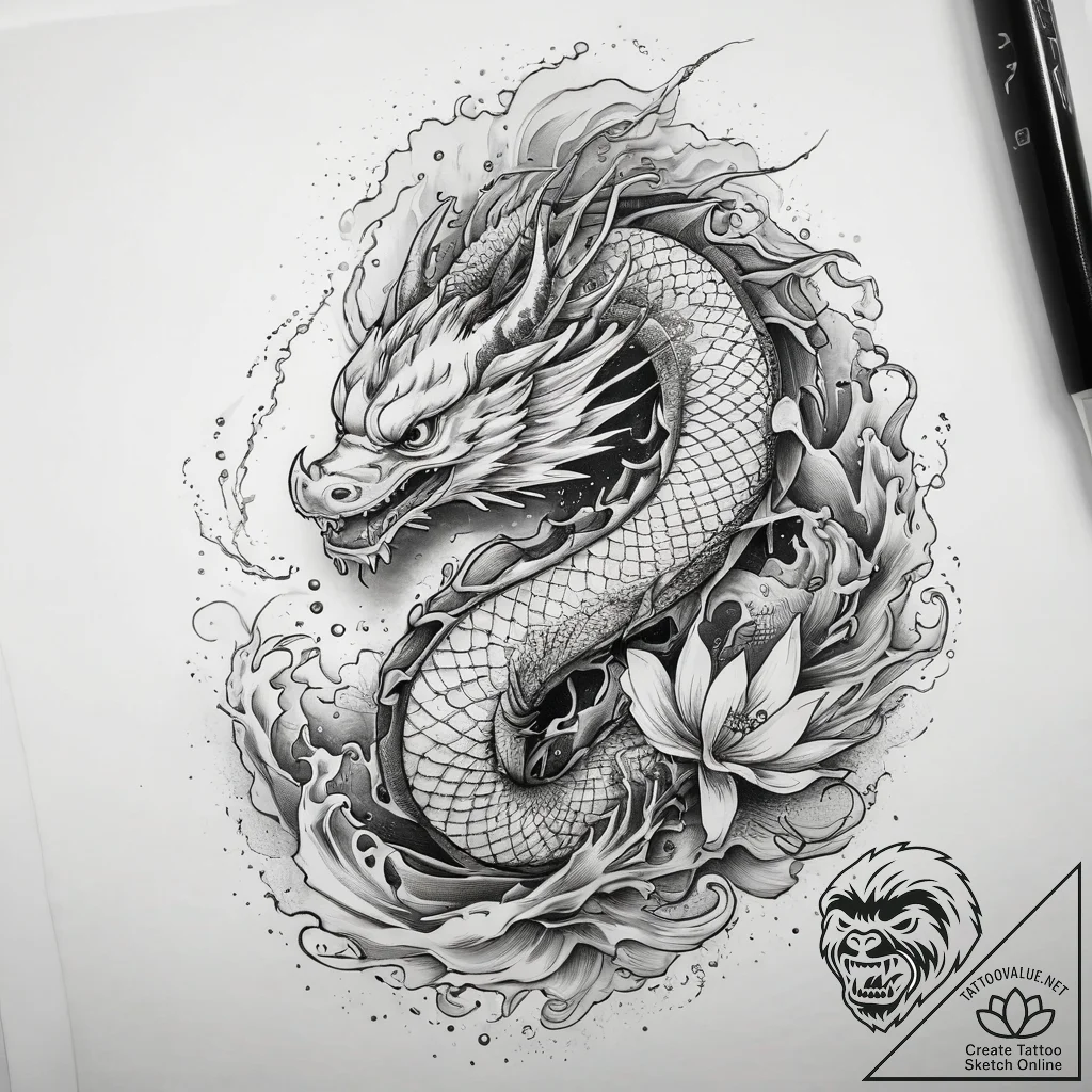 Tattoo sketch hake, ink illustration for tatt... - tattoo sketch (№1757565368_0, 11.09.2025 04:36) — tattoovalue.net