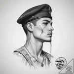 Tattoo sketch soldier with a thread, artistic… – tattoo sketch (№1757567316_0, 11.09.2025 05:08) — tattoovalue.net