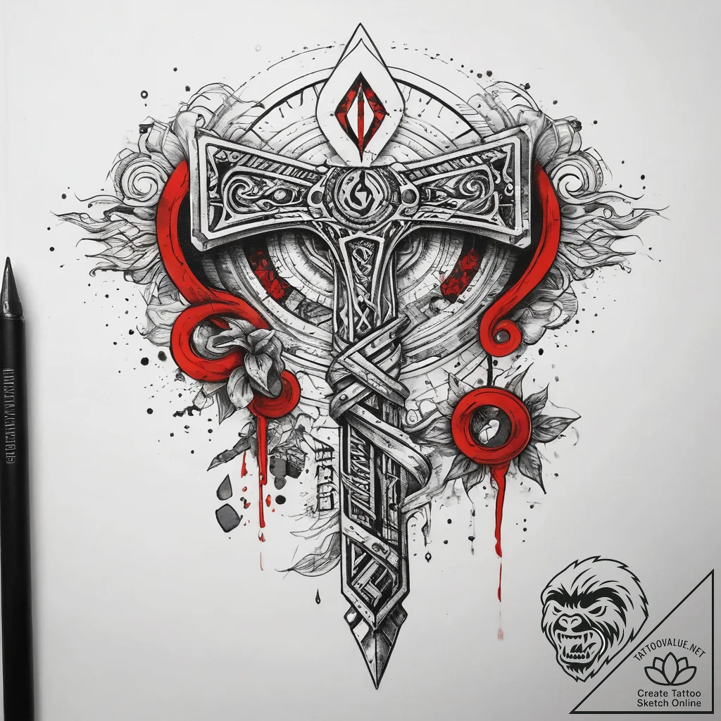 Tattoo sketch futhark runes with a stylized m... - tattoo sketch (№1757567509_0, 11.09.2025 05:11) — tattoovalue.net