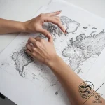 Tattoo sketch hands with a map – tattoo sketch (№1757567900_0, 11.09.2025 05:18) — tattoovalue.net