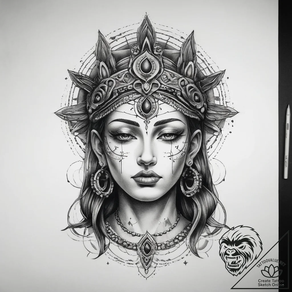 Tattoo sketch spiritual figure - tattoo sketch (№1757568484_0, 11.09.2025 05:28) — tattoovalue.net