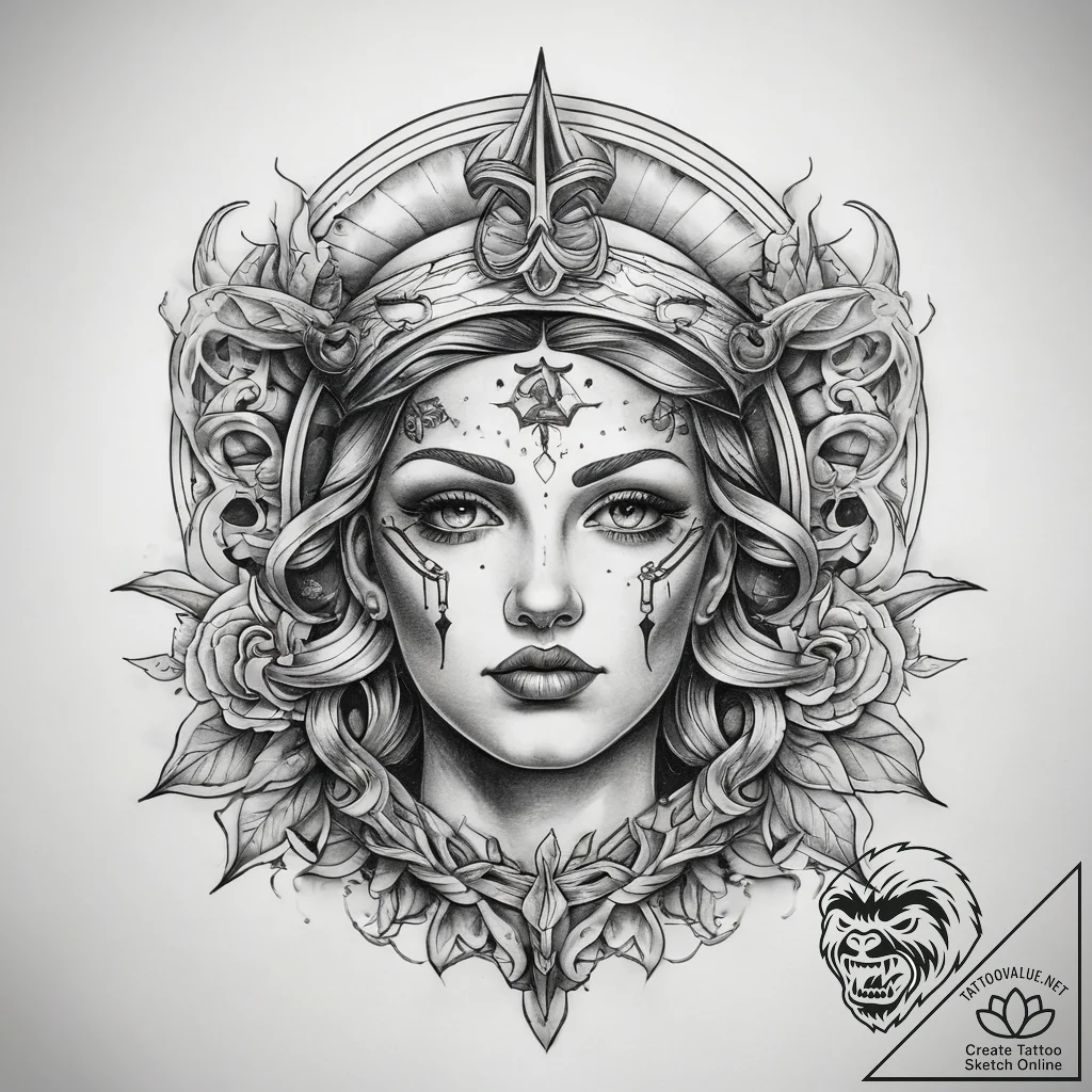 Tattoo sketch divine origin, artistic tattoo... - tattoo sketch (№1757569064_0, 11.09.2025 05:37) — tattoovalue.net