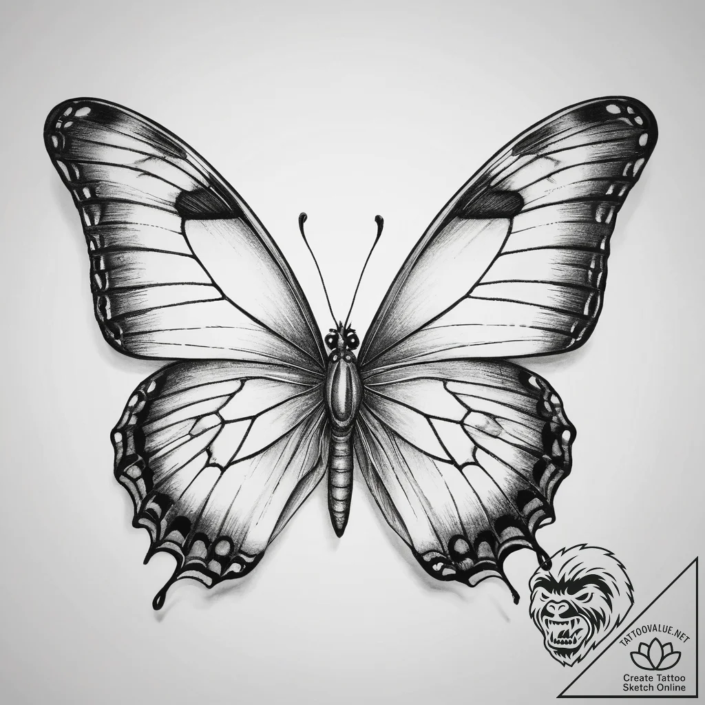 Tattoo sketch butterfly symbolizing change - tattoo sketch (№1757574510_0, 11.09.2025 07:08) — tattoovalue.net