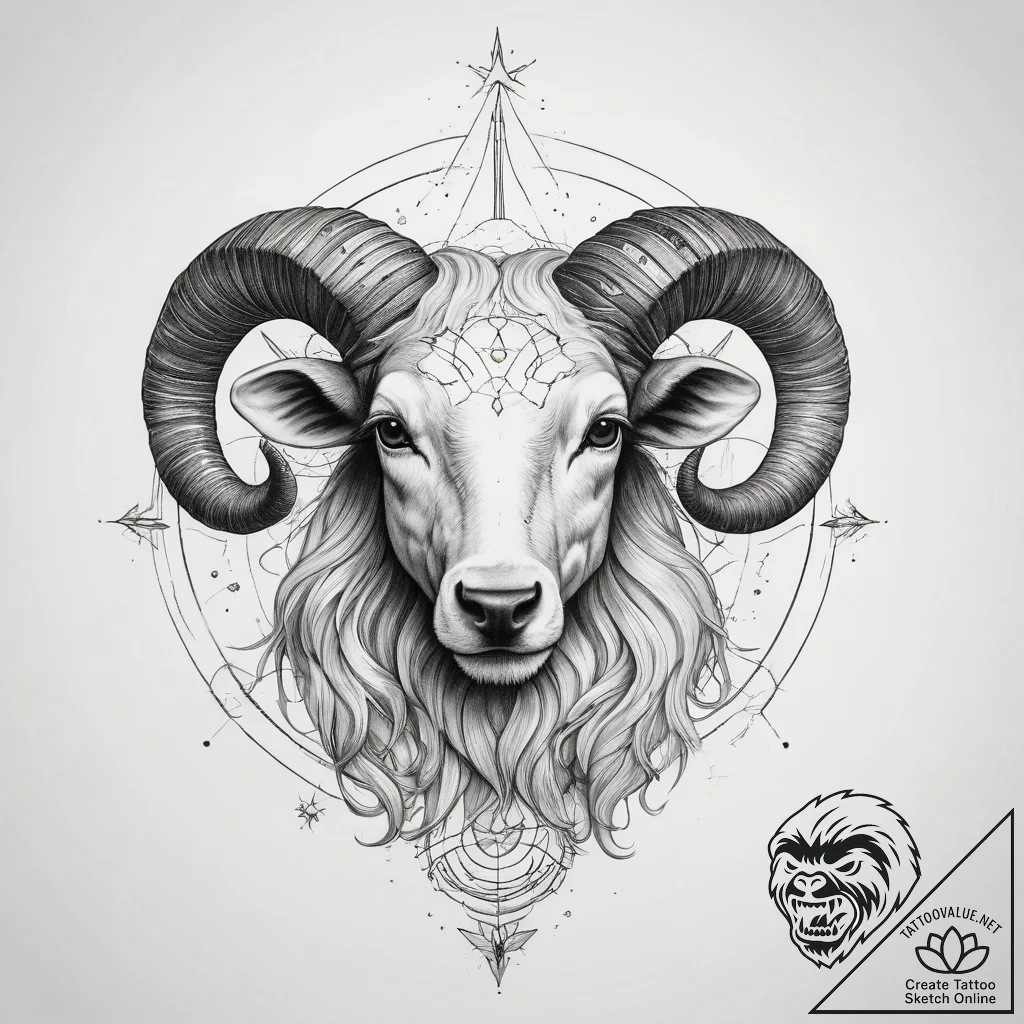 Tattoo sketch aries constellation - tattoo sketch (№1757575092_0, 11.09.2025 07:18) — tattoovalue.net