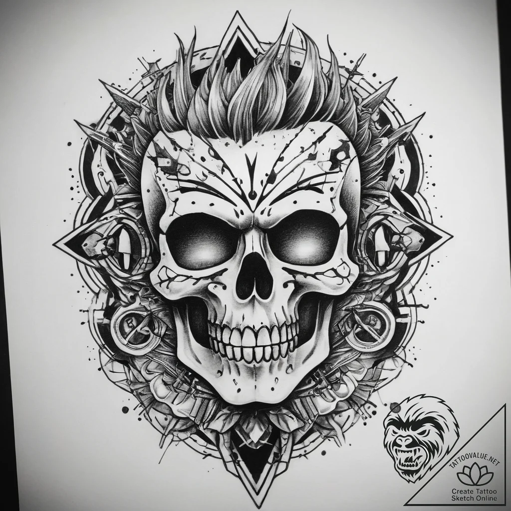 Tattoo sketch punk rock band logo, concept ar... - tattoo sketch (№1757575677_0, 11.09.2025 07:27) — tattoovalue.net