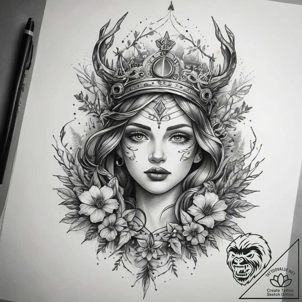 Tattoo sketch enchanted forest, tattoo line a... - tattoo sketch (№1757575872_0, 11.09.2025 07:31) — tattoovalue.net