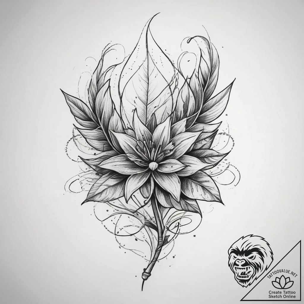 Tattoo sketch a symbolic plant, tattoo line a... - tattoo sketch (№1757576455_0, 11.09.2025 07:40) — tattoovalue.net