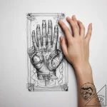 Tattoo sketch hands with a cell door – tattoo sketch (№1757577814_0, 11.09.2025 08:03) — tattoovalue.net