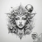 Tattoo sketch cosmic myth – tattoo sketch (№1757578786_0, 11.09.2025 08:19) — tattoovalue.net