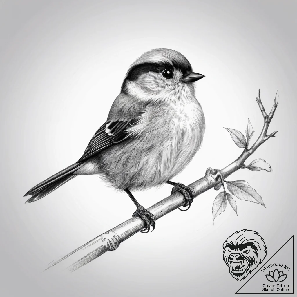 Tattoo sketch long-tailed tit - tattoo sketch (№1757578979_0, 11.09.2025 08:22) — tattoovalue.net