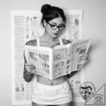 Tattoo sketch newspaper with a person reading… – tattoo sketch (№1757579171_0, 11.09.2025 08:26) — tattoovalue.net
