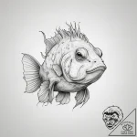 Tattoo sketch frogfish, tattoo line art, on a… – tattoo sketch (№1757580152_0, 11.09.2025 08:42) — tattoovalue.net