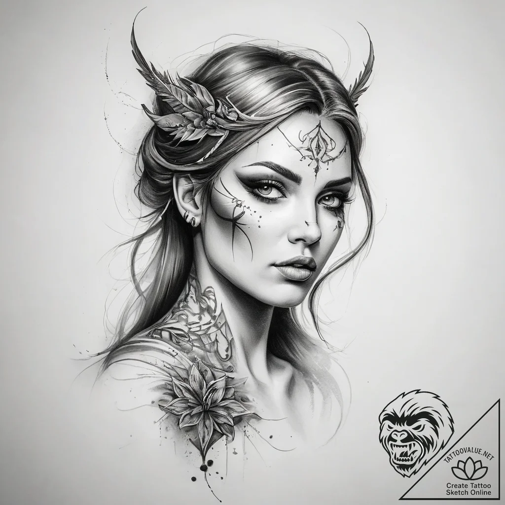 Tattoo sketch banshee - tattoo sketch (№1757580930_0, 11.09.2025 08:55) — tattoovalue.net