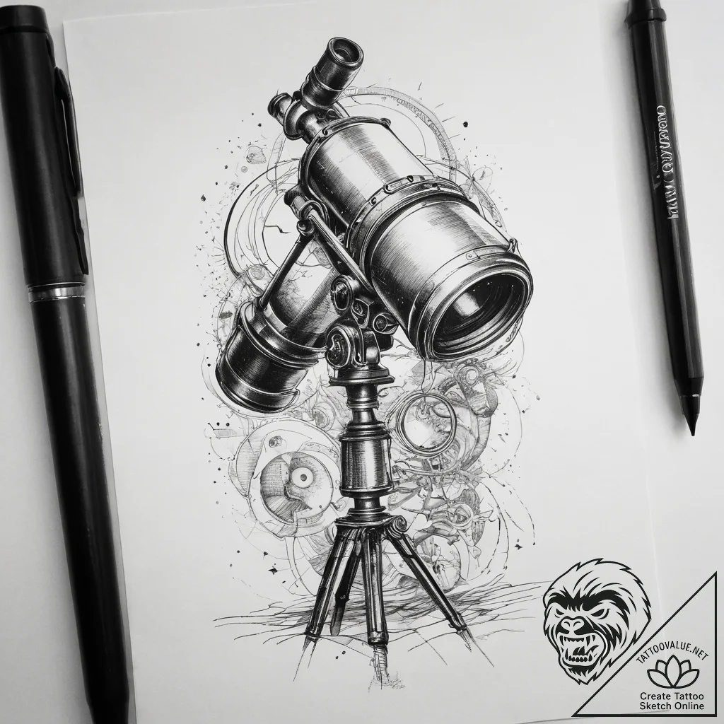 Tattoo sketch astronomer a person with a tele... - tattoo sketch (№1757581707_0, 11.09.2025 09:08) — tattoovalue.net