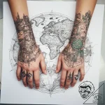 Tattoo sketch hands with a map, artistic tatt… – tattoo sketch (№1757582495_0, 11.09.2025 09:21) — tattoovalue.net