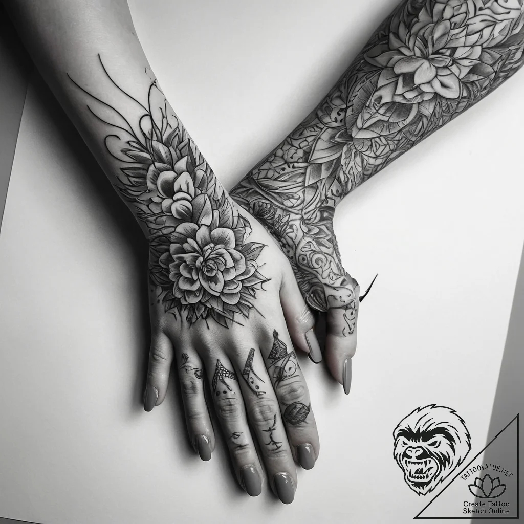 Tattoo sketch hands with a thread, concept ar... - tattoo sketch (№1757583078_0, 11.09.2025 09:31) — tattoovalue.net