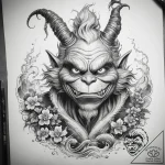 Tattoo sketch the grinch with a scale, tattoo… – tattoo sketch (№1757585608_0, 11.09.2025 10:13) — tattoovalue.net