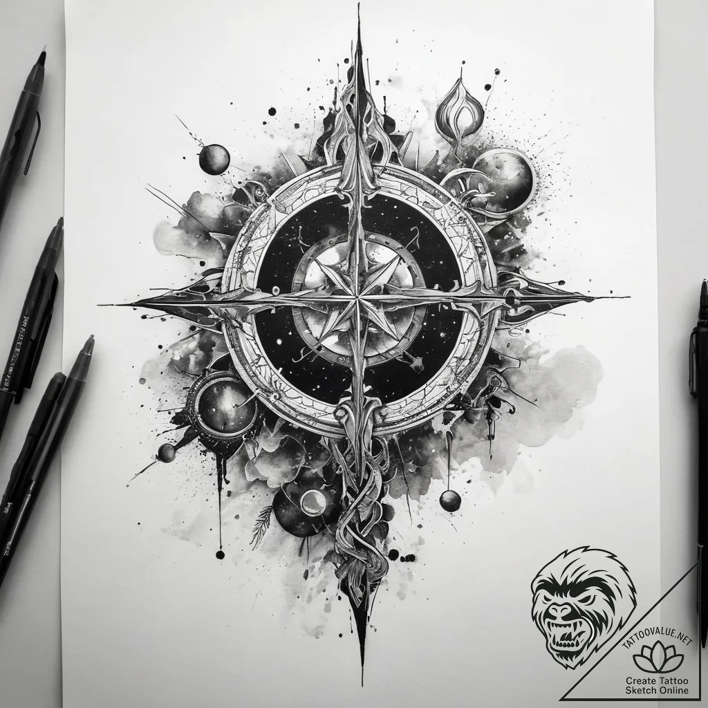 Tattoo sketch cosmic landscape, tattoo sketch... - tattoo sketch (№1757586584_0, 11.09.2025 10:29) — tattoovalue.net
