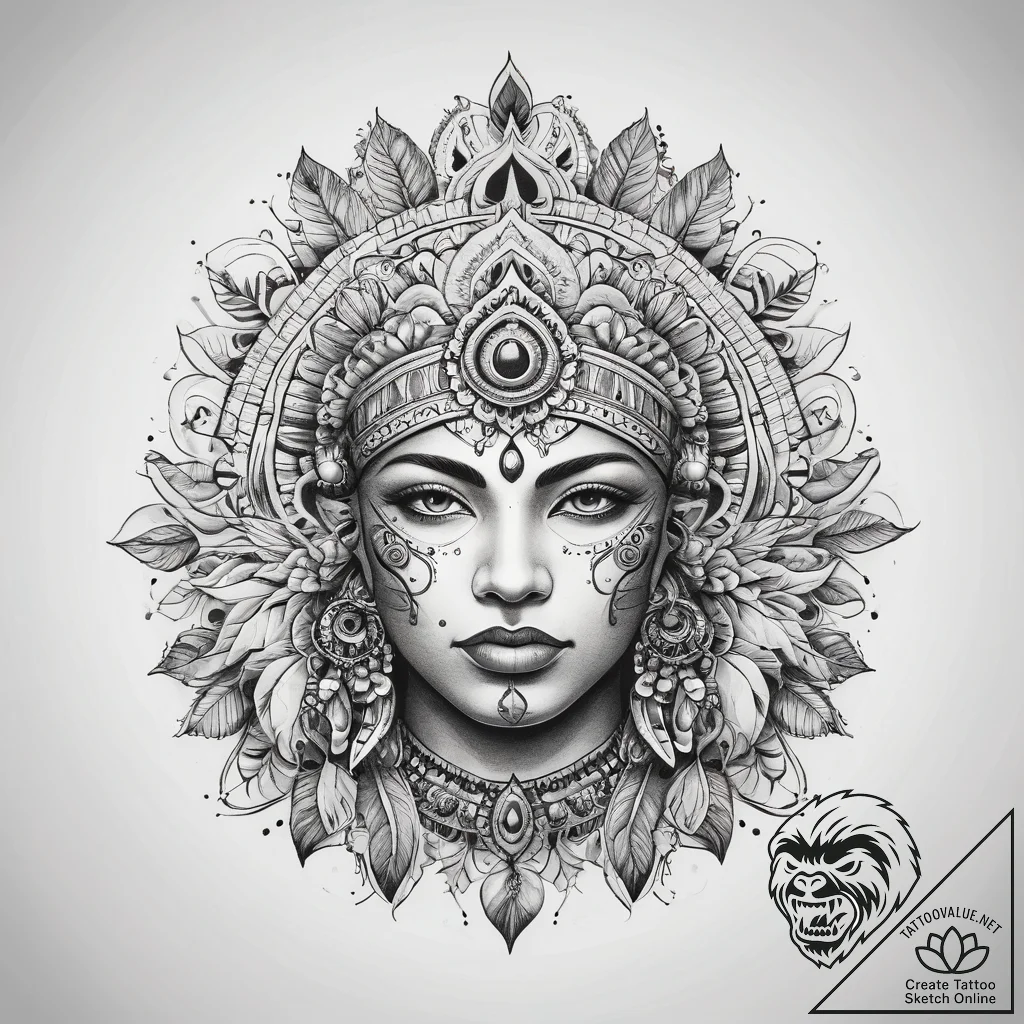 Tattoo sketch узор в индийском стиле - tattoo sketch (№1757587169_0, 11.09.2025 10:39) — tattoovalue.net