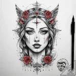 Tattoo sketch holy person, concept art for ta… – tattoo sketch (№1757587759_0, 11.09.2025 10:49) — tattoovalue.net