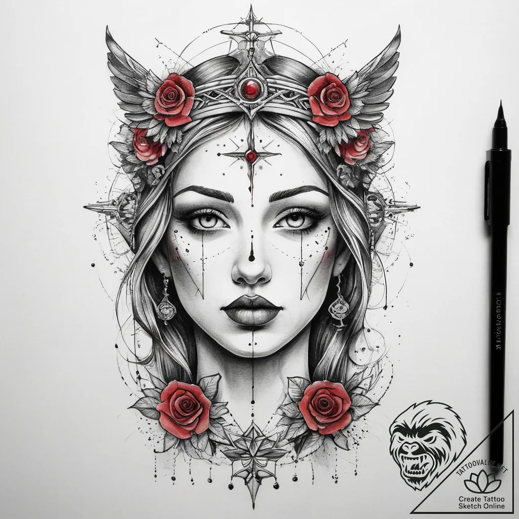 Tattoo sketch holy person, concept art for ta... - tattoo sketch (№1757587759_0, 11.09.2025 10:49) — tattoovalue.net