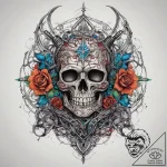 Tattoo sketch череп с колючей проволокой, tat… – tattoo sketch (№1757588343_0, 11.09.2025 10:59) — tattoovalue.net