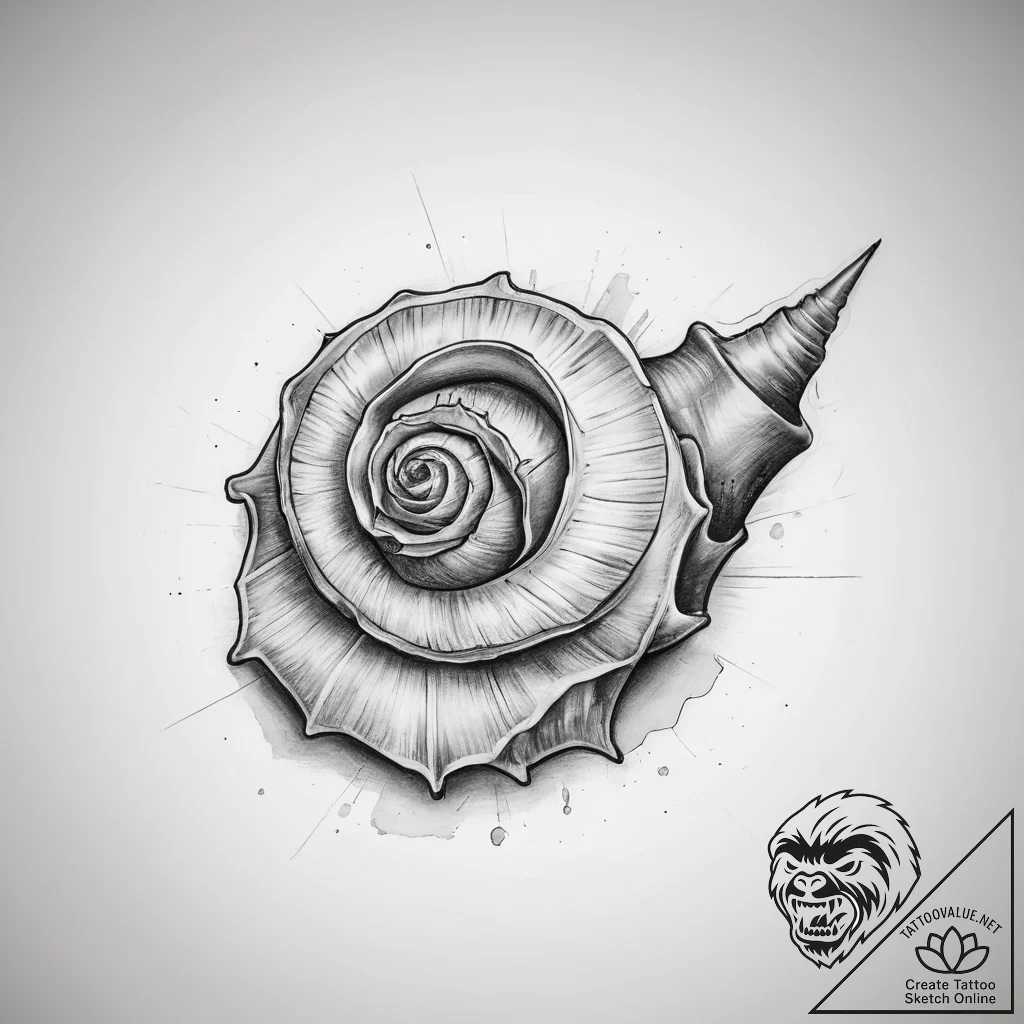 Tattoo sketch whelk - tattoo sketch (№1757589126_0, 11.09.2025 11:12) — tattoovalue.net