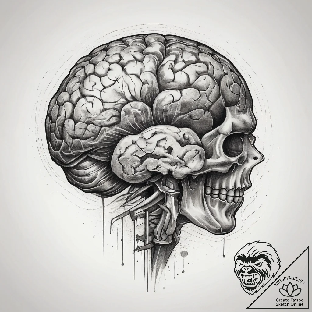Tattoo sketch brain, concept art for tattoo,... - tattoo sketch (№1757589319_0, 11.09.2025 11:15) — tattoovalue.net