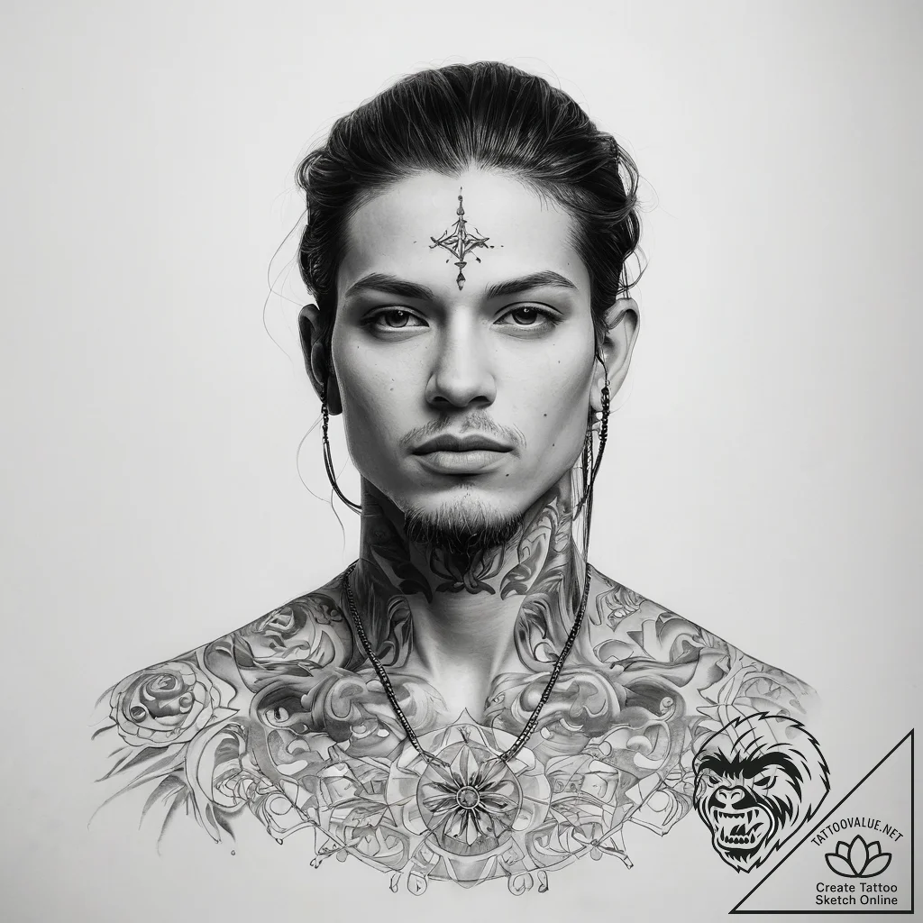 Tattoo sketch spiritual person - tattoo sketch (№1757590101_0, 11.09.2025 11:28) — tattoovalue.net