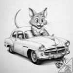 Tattoo sketch tom and jerry with a car – tattoo sketch (№1757590685_0, 11.09.2025 11:38) — tattoovalue.net