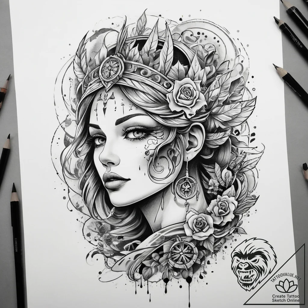 Tattoo sketch mystical scene, tattoo drawing... - tattoo sketch (№1757592056_0, 11.09.2025 12:00) — tattoovalue.net