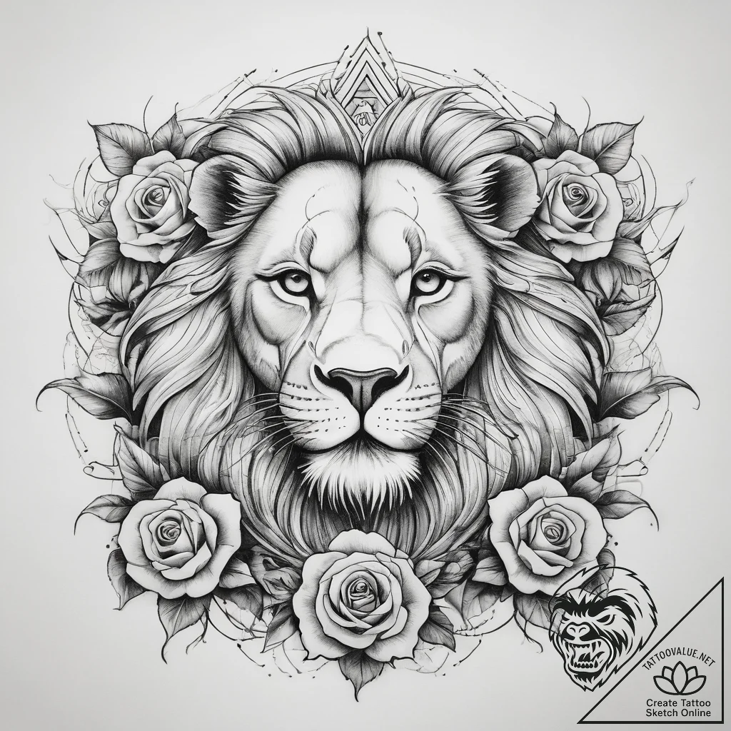 Tattoo sketch african lion, tattoo flash shee... - tattoo sketch (№1757593817_0, 11.09.2025 12:30) — tattoovalue.net