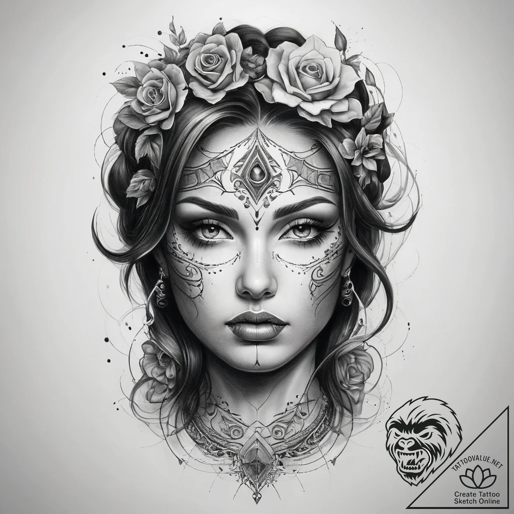 Tattoo sketch divine self, concept art for ta... - tattoo sketch (№1757594016_0, 11.09.2025 12:33) — tattoovalue.net