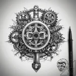 Tattoo sketch mechanic wrench with gears, ink… – tattoo sketch (№1757594598_0, 11.09.2025 12:43) — tattoovalue.net