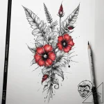 Tattoo sketch hollyhock, tattoo flash sheet d… – tattoo sketch (№1757597324_0, 11.09.2025 13:28) — tattoovalue.net
