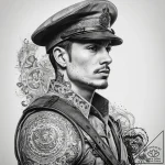 Tattoo sketch soldier with a map, tattoo flas… – tattoo sketch (№1757598686_0, 11.09.2025 13:51) — tattoovalue.net