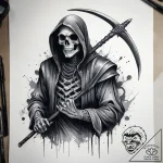 Tattoo sketch grim reaper with scythe, tattoo… – tattoo sketch (№1757599079_0, 11.09.2025 13:57) — tattoovalue.net