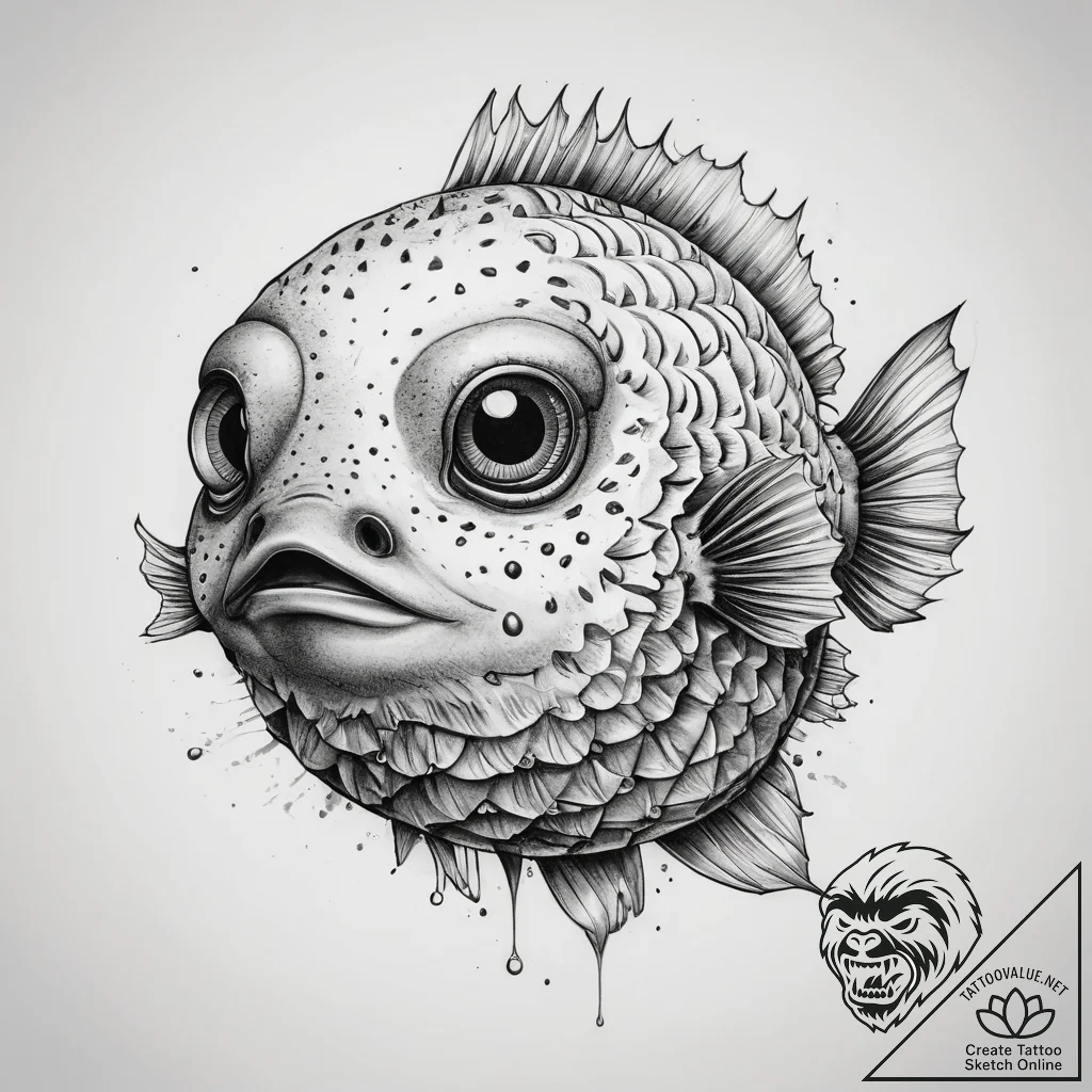 Tattoo sketch pufferfish, tattoo sketch desig... - tattoo sketch (№1757600246_0, 11.09.2025 14:17) — tattoovalue.net