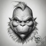 Tattoo sketch the grinch with a fur, tattoo f… – tattoo sketch (№1757600639_0, 11.09.2025 14:23) — tattoovalue.net