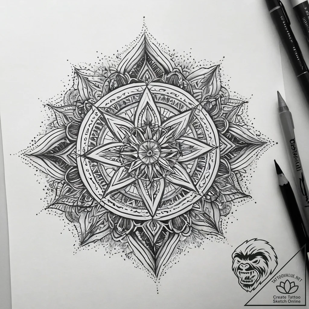 Tattoo sketch blessed creation, ink illustrat... - tattoo sketch (№1757601224_0, 11.09.2025 14:33) — tattoovalue.net