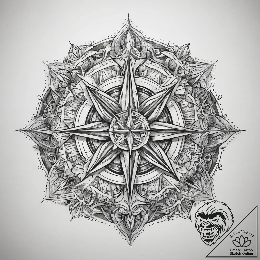 Tattoo sketch nautical star tattoo, tattoo dr... - tattoo sketch (№1757602589_0, 11.09.2025 14:56) — tattoovalue.net