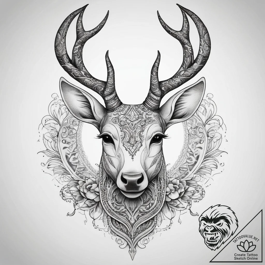 Tattoo sketch elegant doe tattoo, tattoo draw... - tattoo sketch (№1757604150_0, 11.09.2025 15:22) — tattoovalue.net
