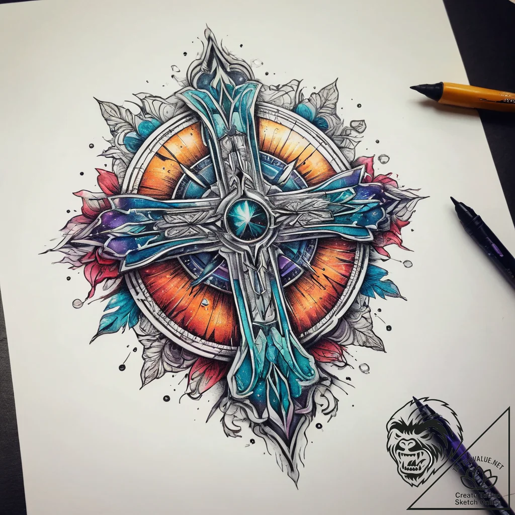 Tattoo sketch cosmic land, tattoo drawing out... - tattoo sketch (№1757606295_0, 11.09.2025 15:58) — tattoovalue.net